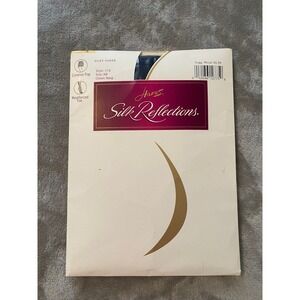 Hanes Hosiery Women AB Navy Silk Reflections‎ Silky Sheer Control Top Tights VTG